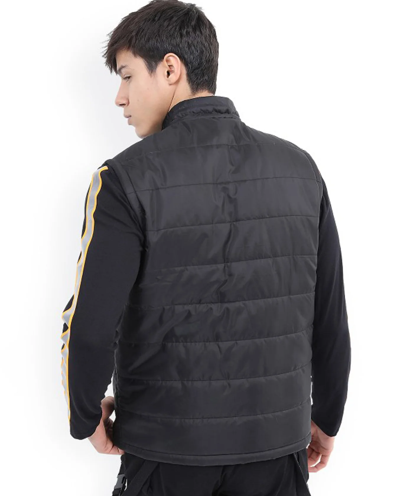 Image 3 of - blackmenpaddedvestjacket3jpg