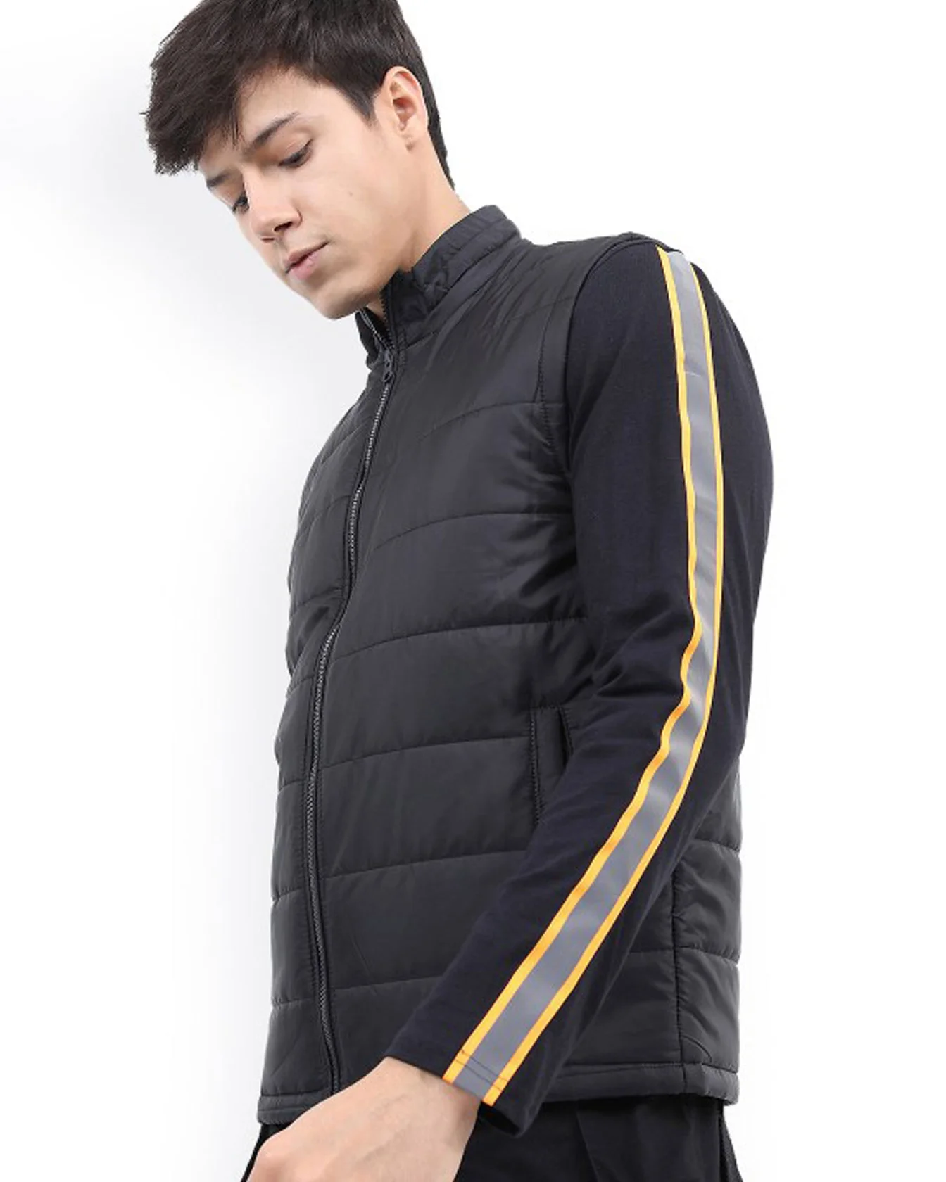 Image 4 of - blackmenpaddedvestjacket4jpg