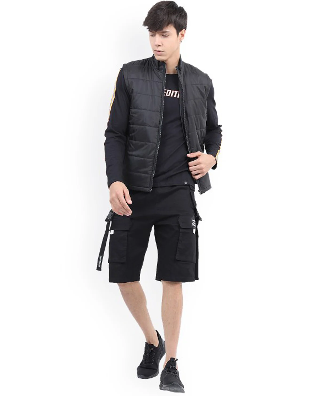 Image 5 of - blackmenpaddedvestjacket5jpg