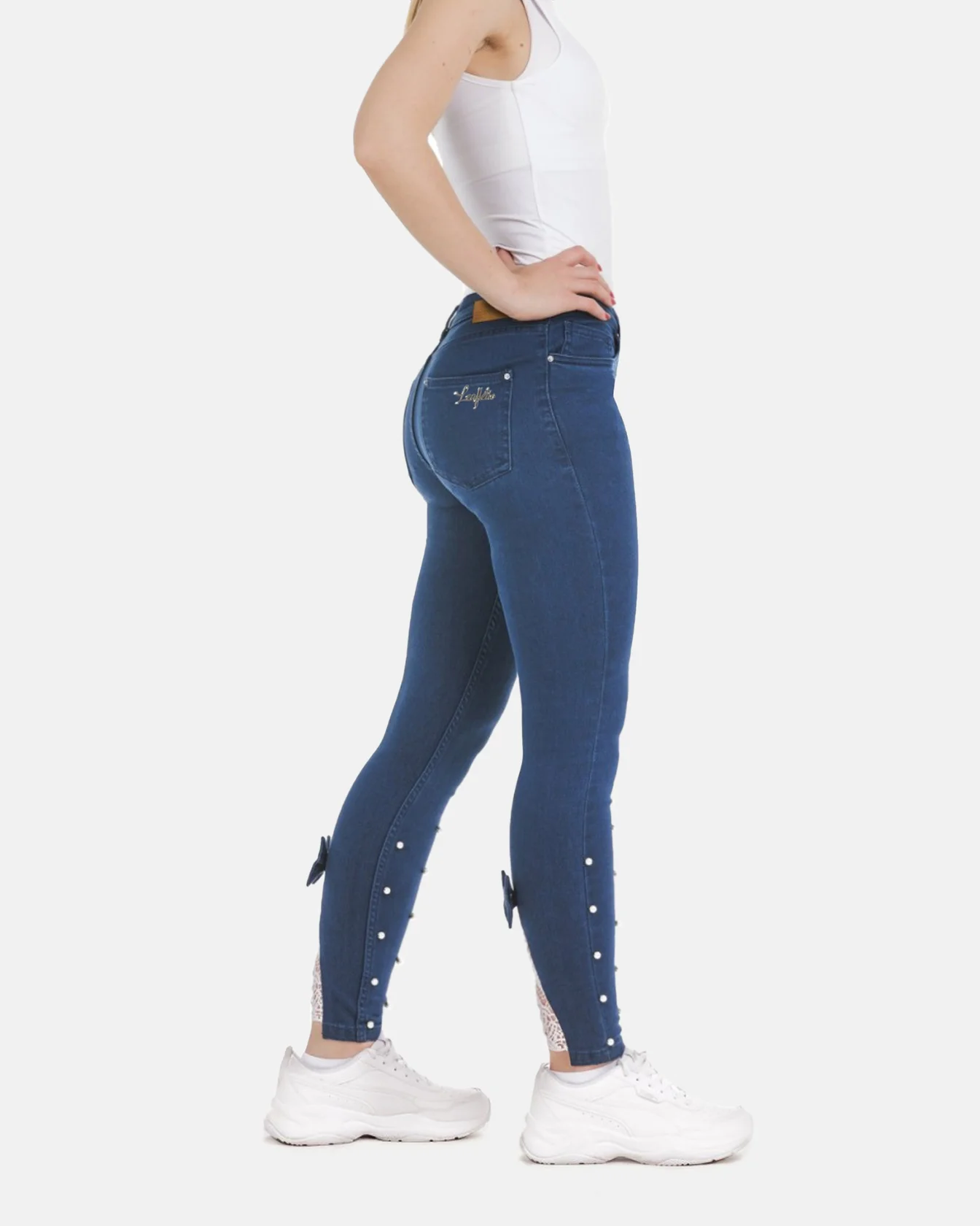 Image 10 of - ladiesdenimpantdarkblue7jpg
