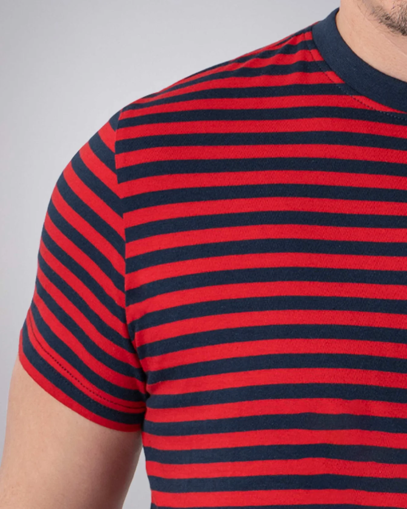 Image 4 of - mensstripetshirtnavyred5jpg