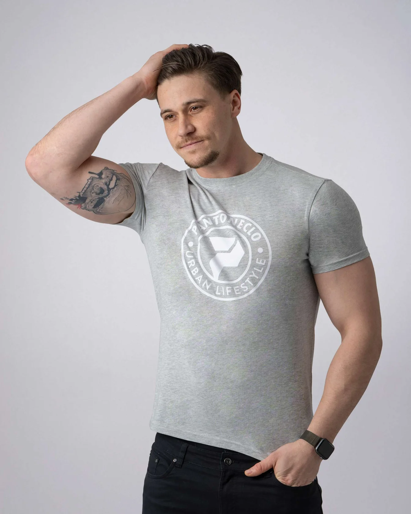 Image 3 of - menstshirtrubberprintlightmelangegrey3jpg