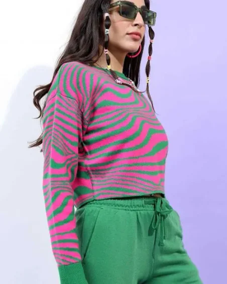 Women Printed Long Sleeve Sweater