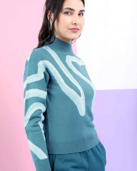 Women Printed Long Sleeve Sweater