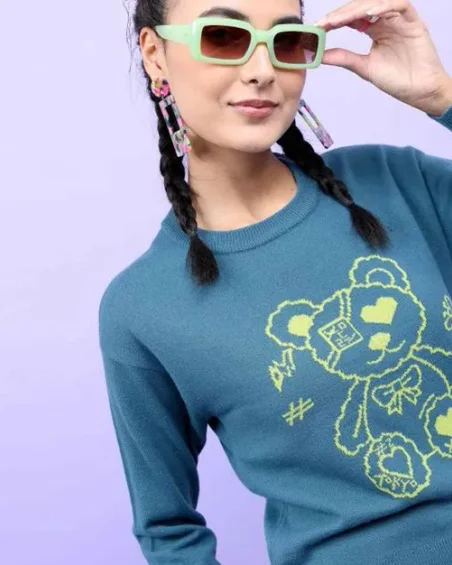 Women Round Neck Long Sleeve Sweater
