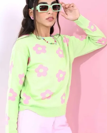 Women Printed Long Sleeve Sweater