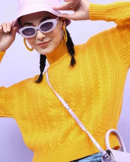 Women High Neck Full Sleeve Sweater