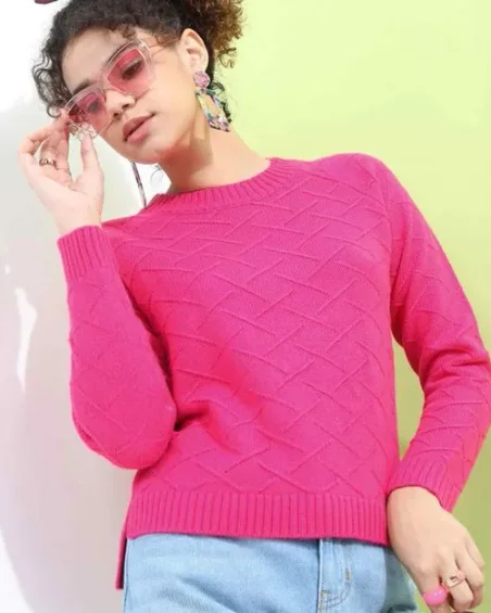 Women Solid Round Neck Sweater