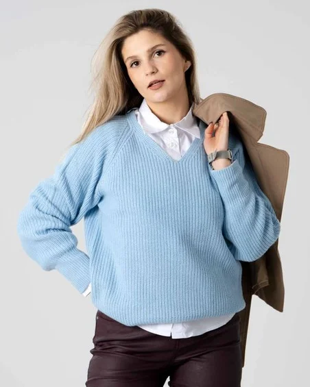 Women Solid Color Knitted Sweater