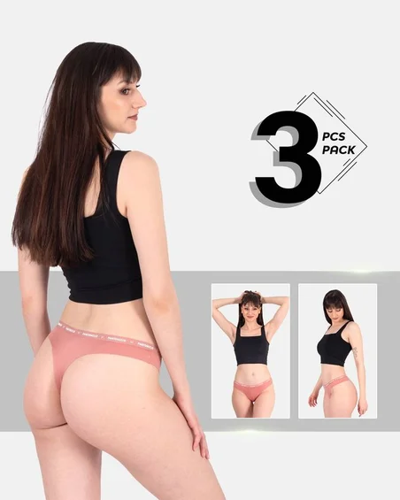 Leafletic Mid-Rise 3 Pcs Pack Nylon Brazilian Brief Underwear