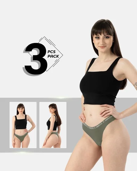 Leafletic Mid-Rise 3 Pcs Pack Nylon Brazilian Brief Underwear