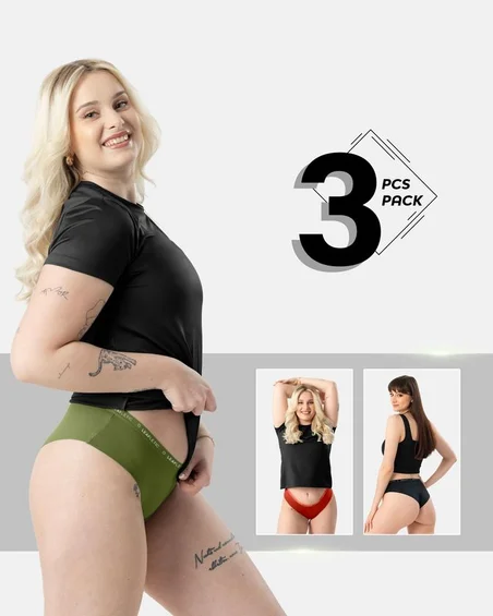Leafletic Mid-Rise 3 Pcs Pack Hipsters Brief Underwear