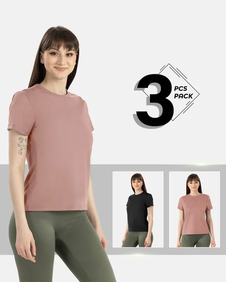 Leafletic Ladies 3 Pcs Pack Modal Spandex T-Shirt