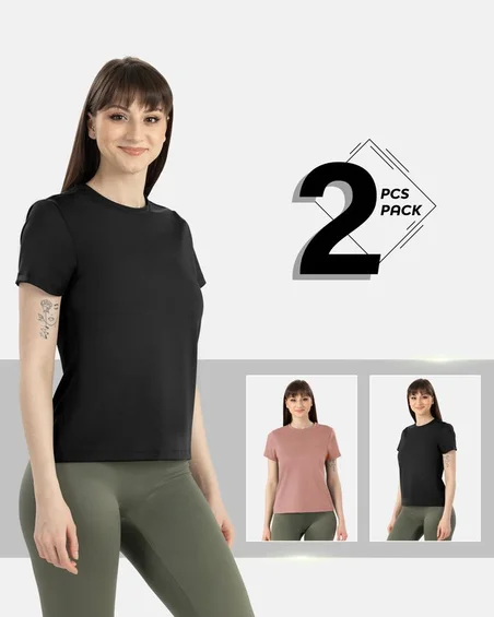 Leafletic Ladies 2 Pcs Pack Modal Spandex T-Shirt