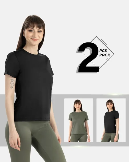 Leafletic Ladies 2 Pcs Pack Modal Spandex T-Shirt