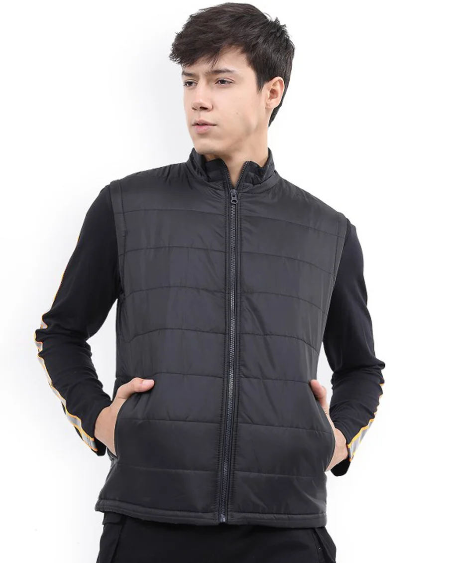 Image 1 of - blackmenpaddedvestjacket1jpg