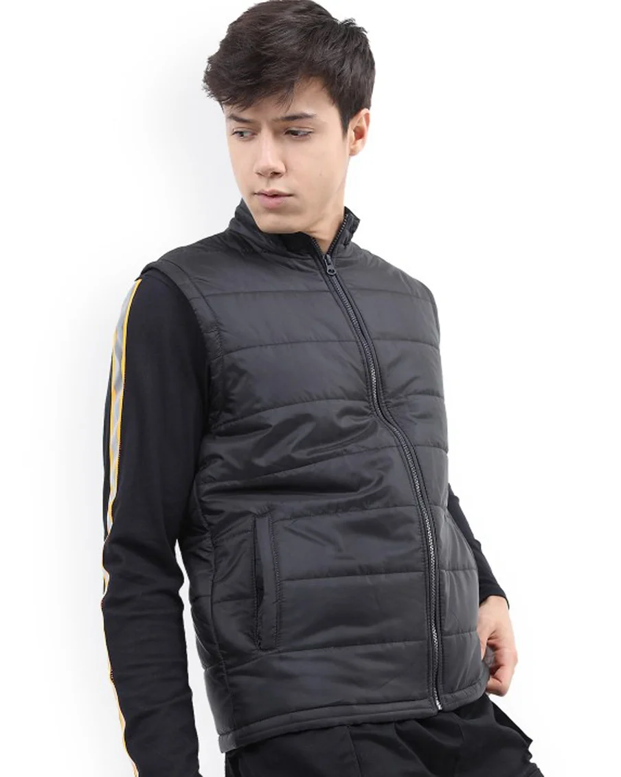 Image 2 of - blackmenpaddedvestjacket2jpg