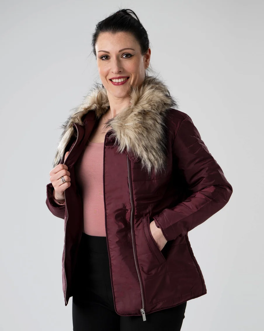 Image 1 of - ladiiespaddedjacketburgundy4jpg