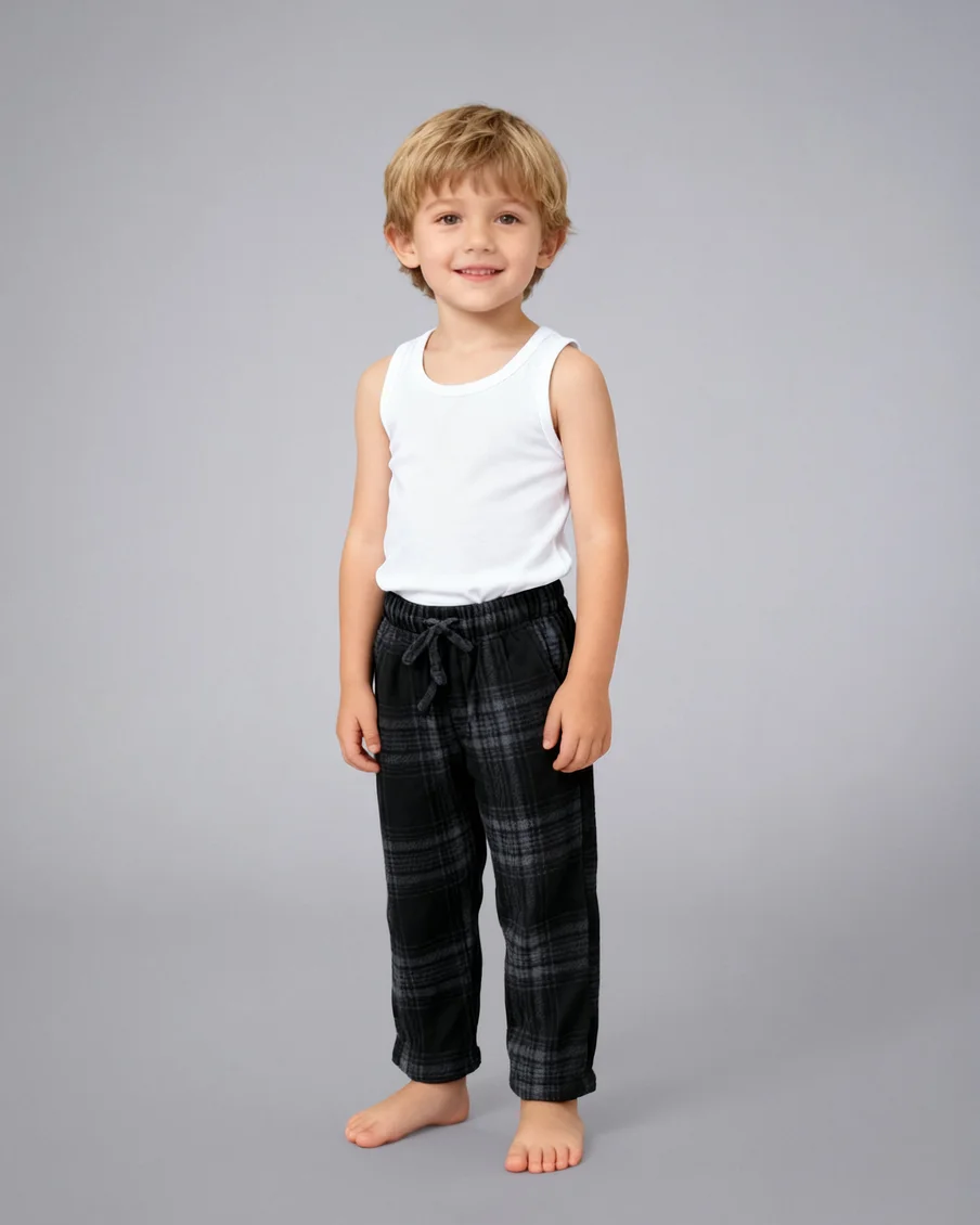 Image 2 of - kidsflannelpayjamablackgrey1jpg