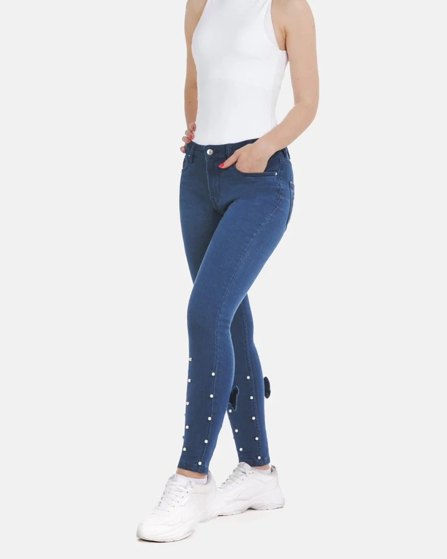 Image 5 of - ladiesdenimpantdarkblue2jpg