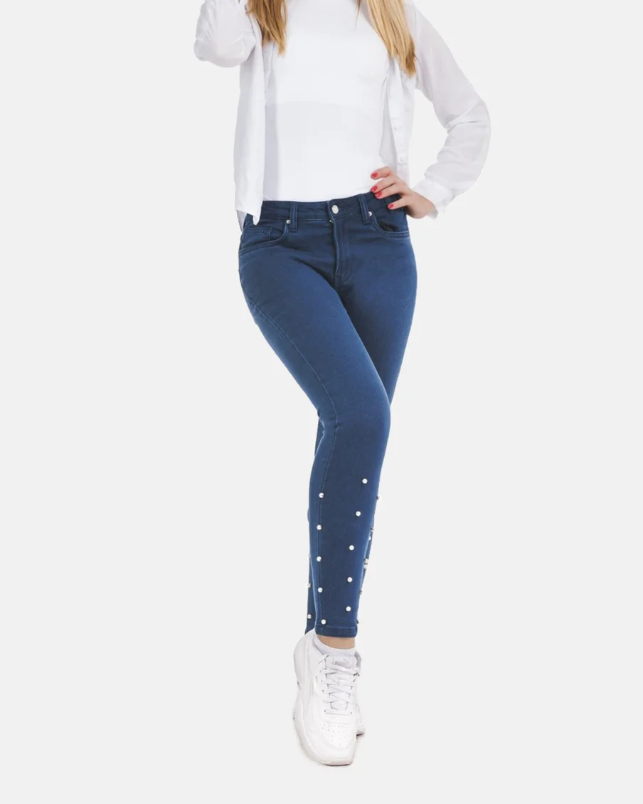 Image 1 of - ladiesdenimpantdarkblue8jpg