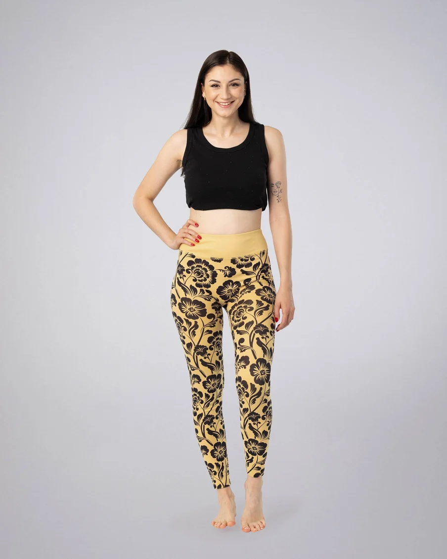 Image 1 of - ladiesleggingcurryprinteddesign1jpg