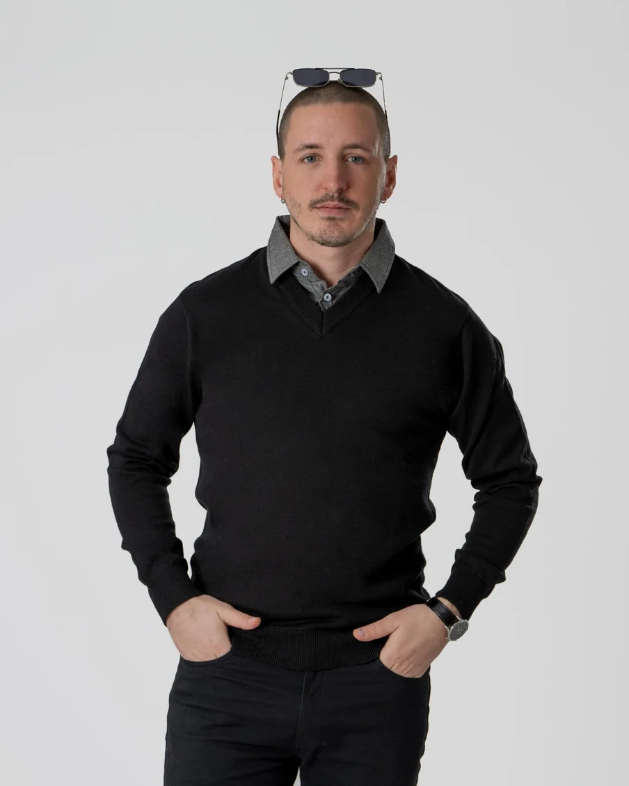 Image 1 of - mensmockshirtsweaterblack1jpg