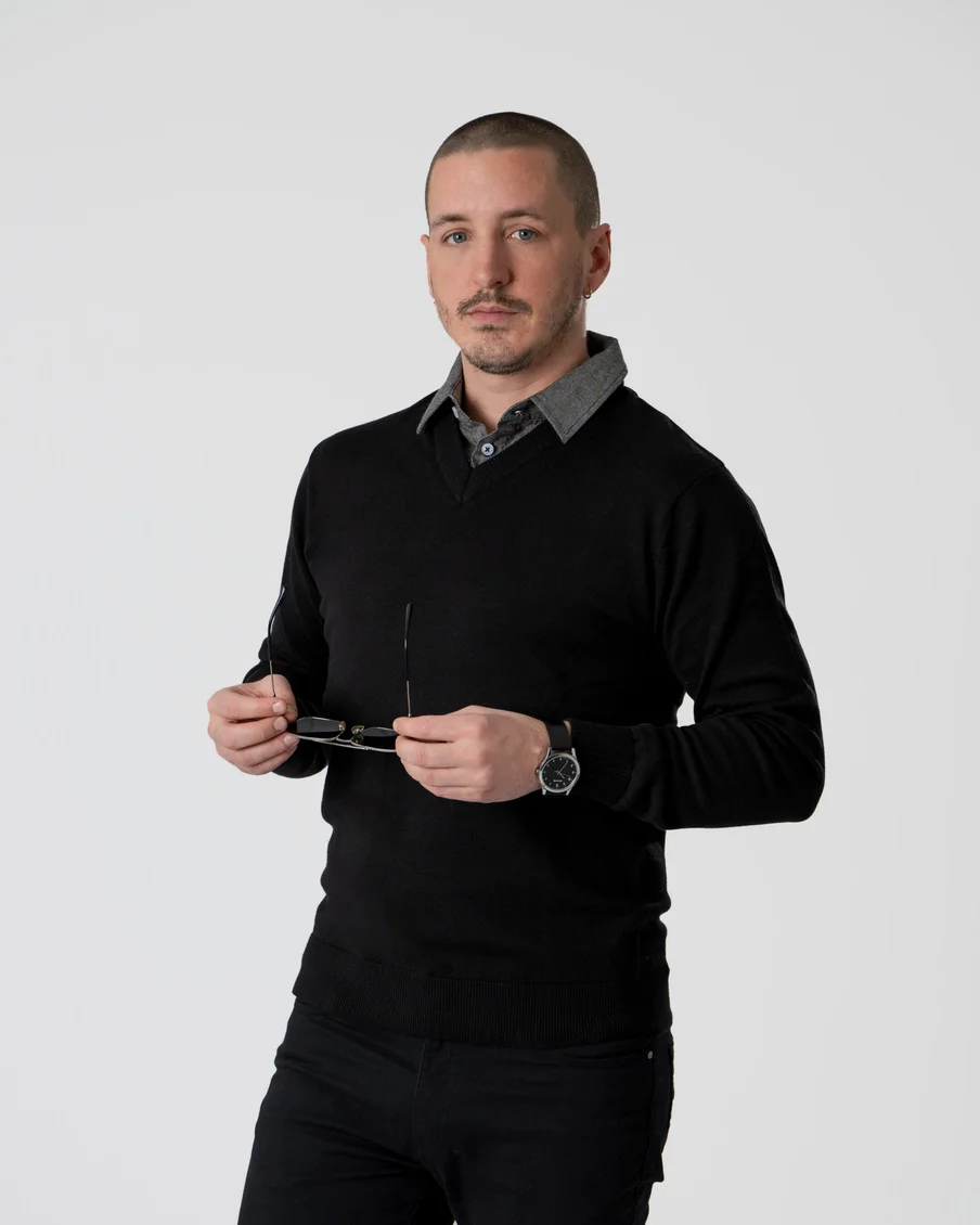 Image 2 of - mensmockshirtsweaterblack2jpg