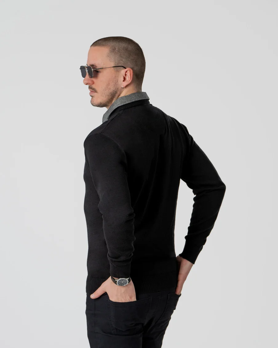 Image 4 of - mensmockshirtsweaterblack4jpg