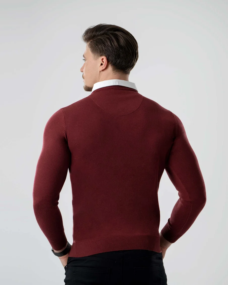 Image 3 of - mensmockshirtsweaterborddeaux3jpg