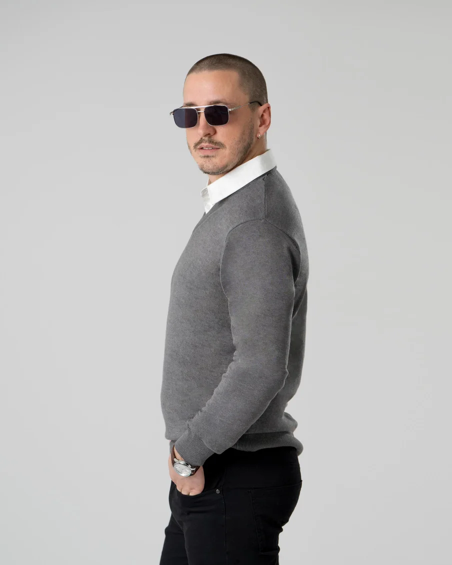 Image 2 of - mensmockshirtsweaterdarkgrey2jpg