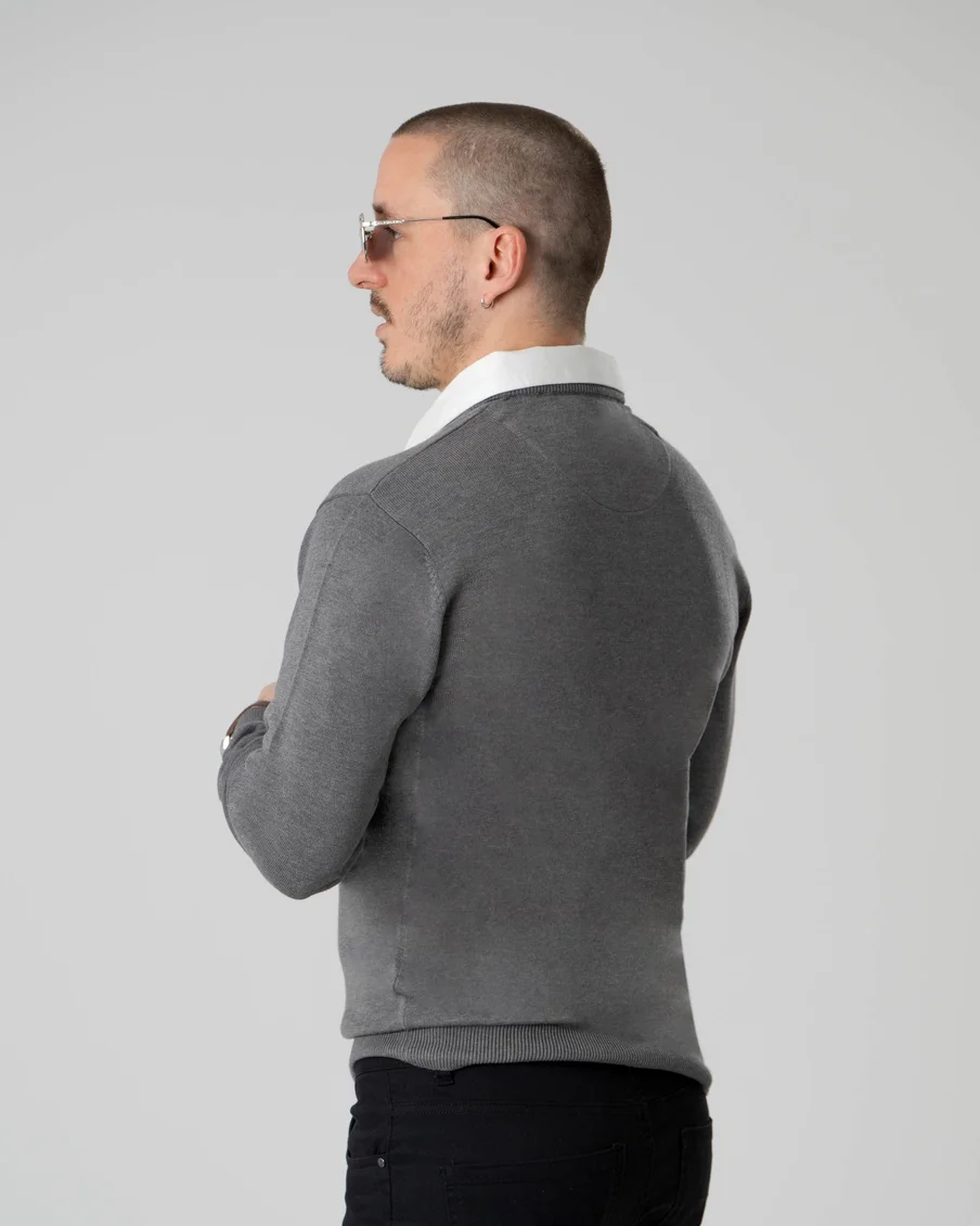 Image 3 of - mensmockshirtsweaterdarkgrey3jpg