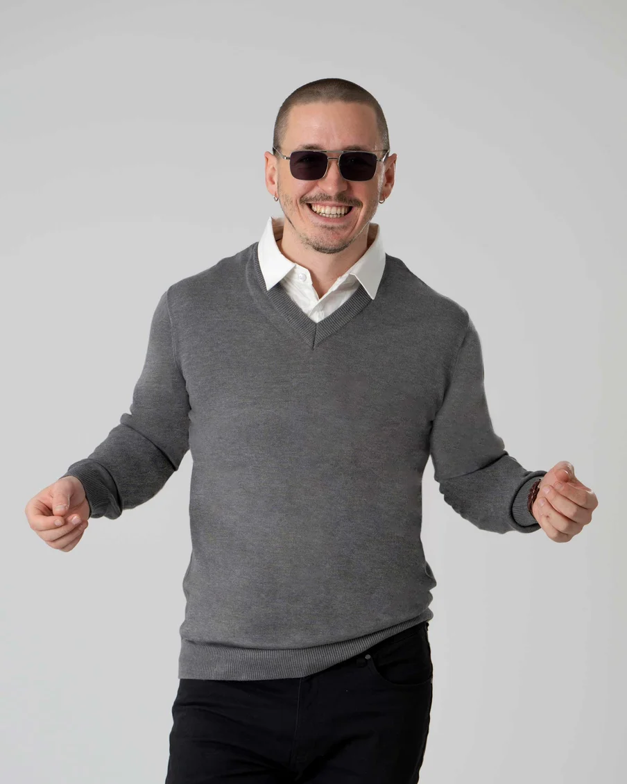 Image 4 of - mensmockshirtsweaterdarkgrey4jpg