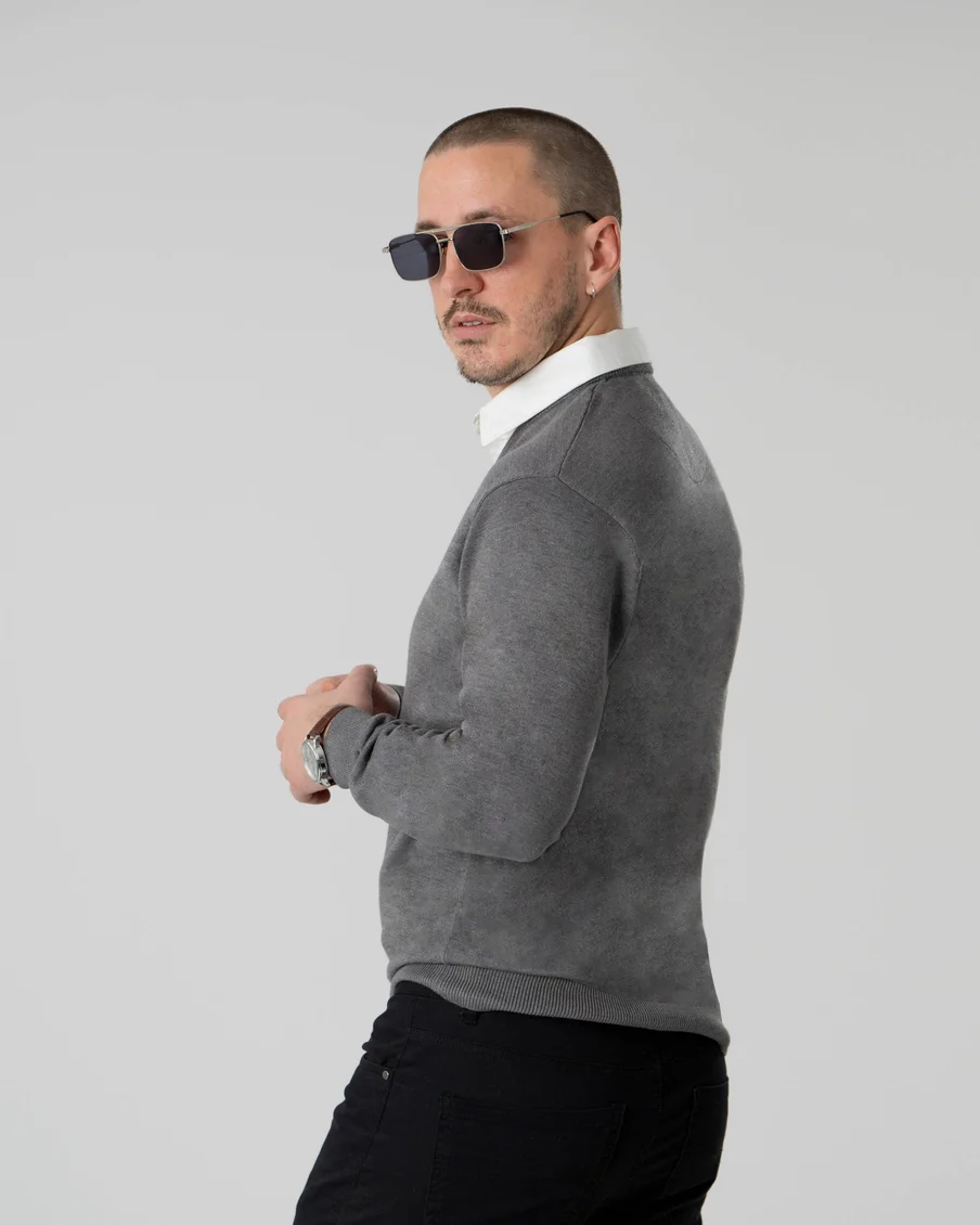 Image 5 of - mensmockshirtsweaterdarkgrey5jpg