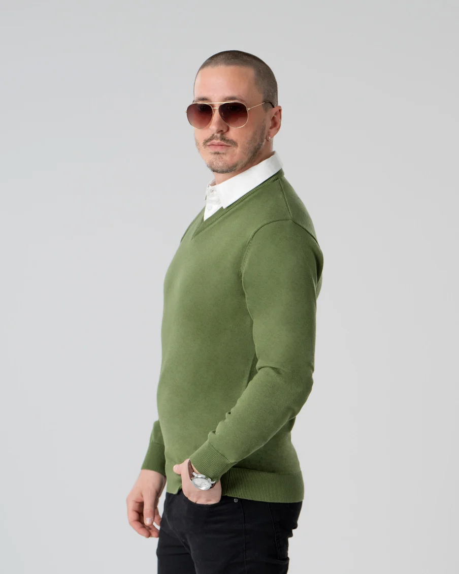 Image 3 of - mensmockshirtsweatergreen3jpg