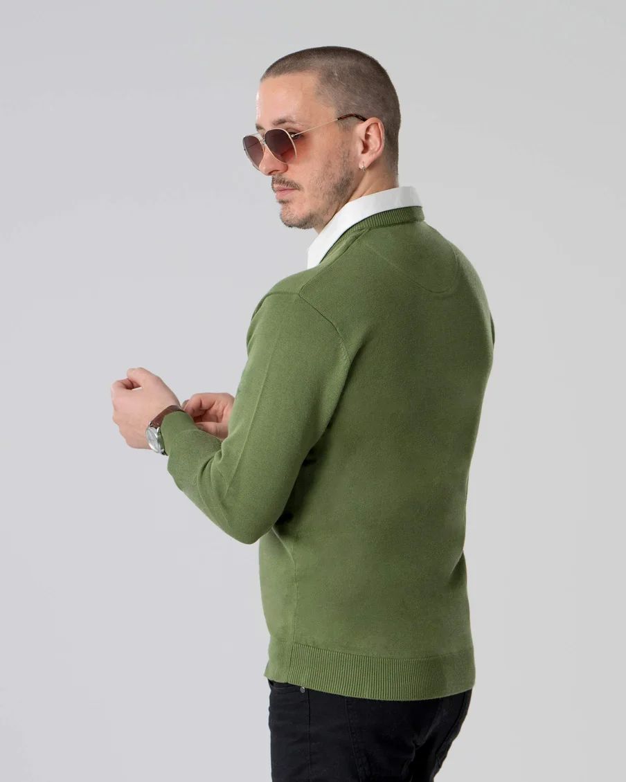 Image 4 of - mensmockshirtsweatergreen4jpg