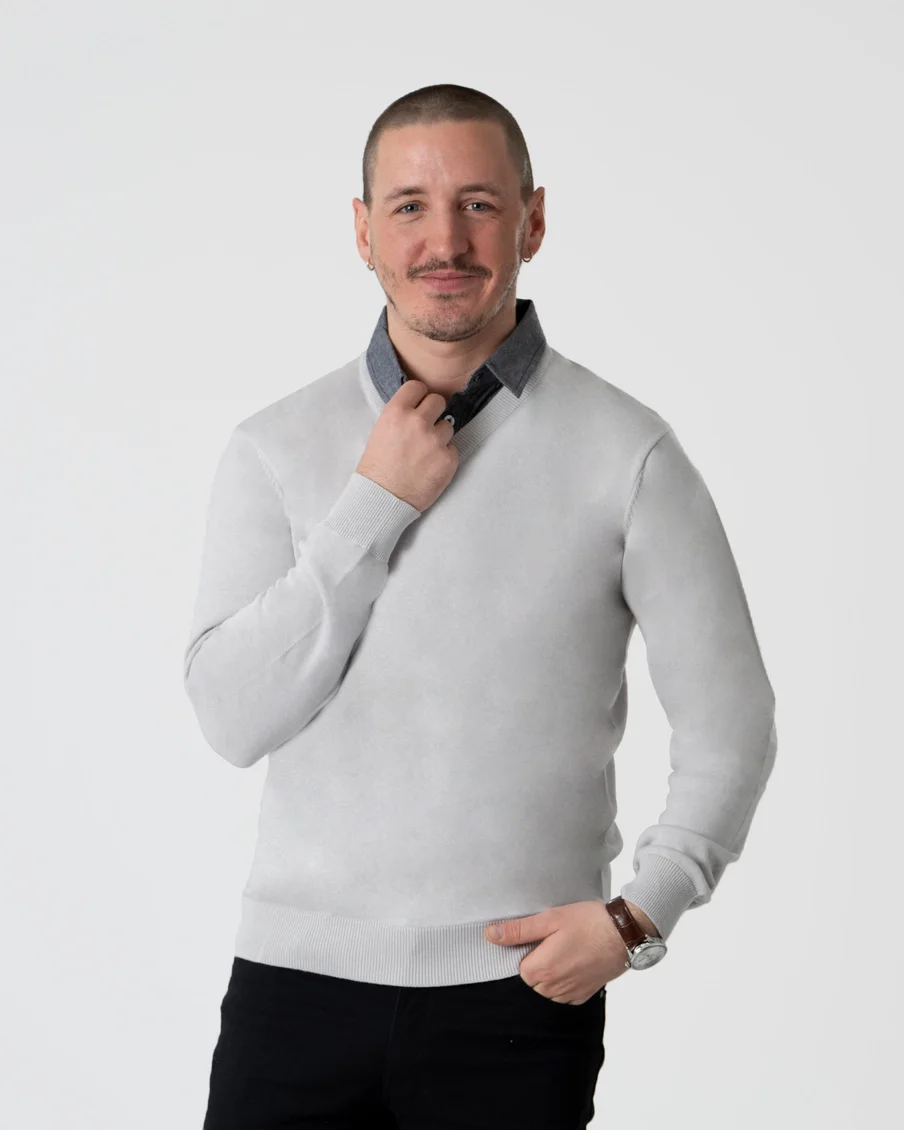 Image 4 of - mensmockshirtsweaterlightgrey4jpg