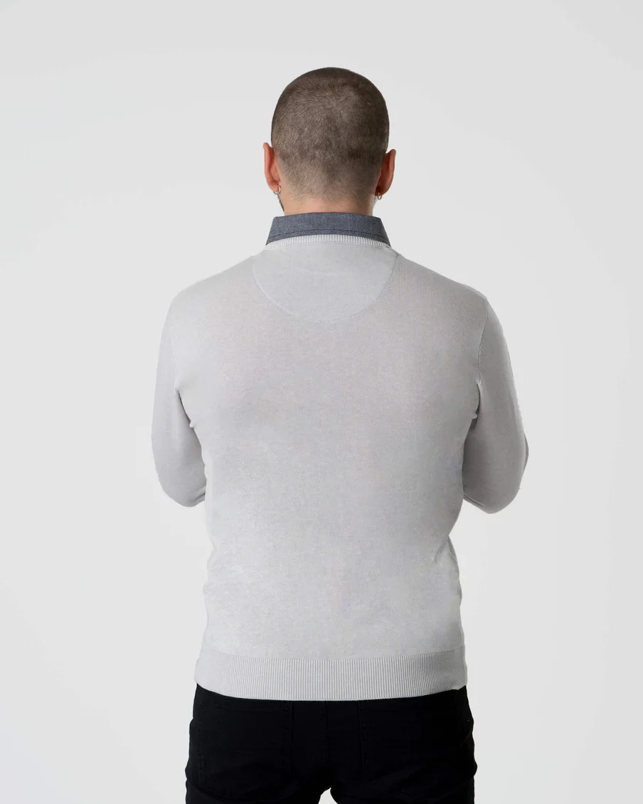 Image 5 of - mensmockshirtsweaterlightgrey5jpg