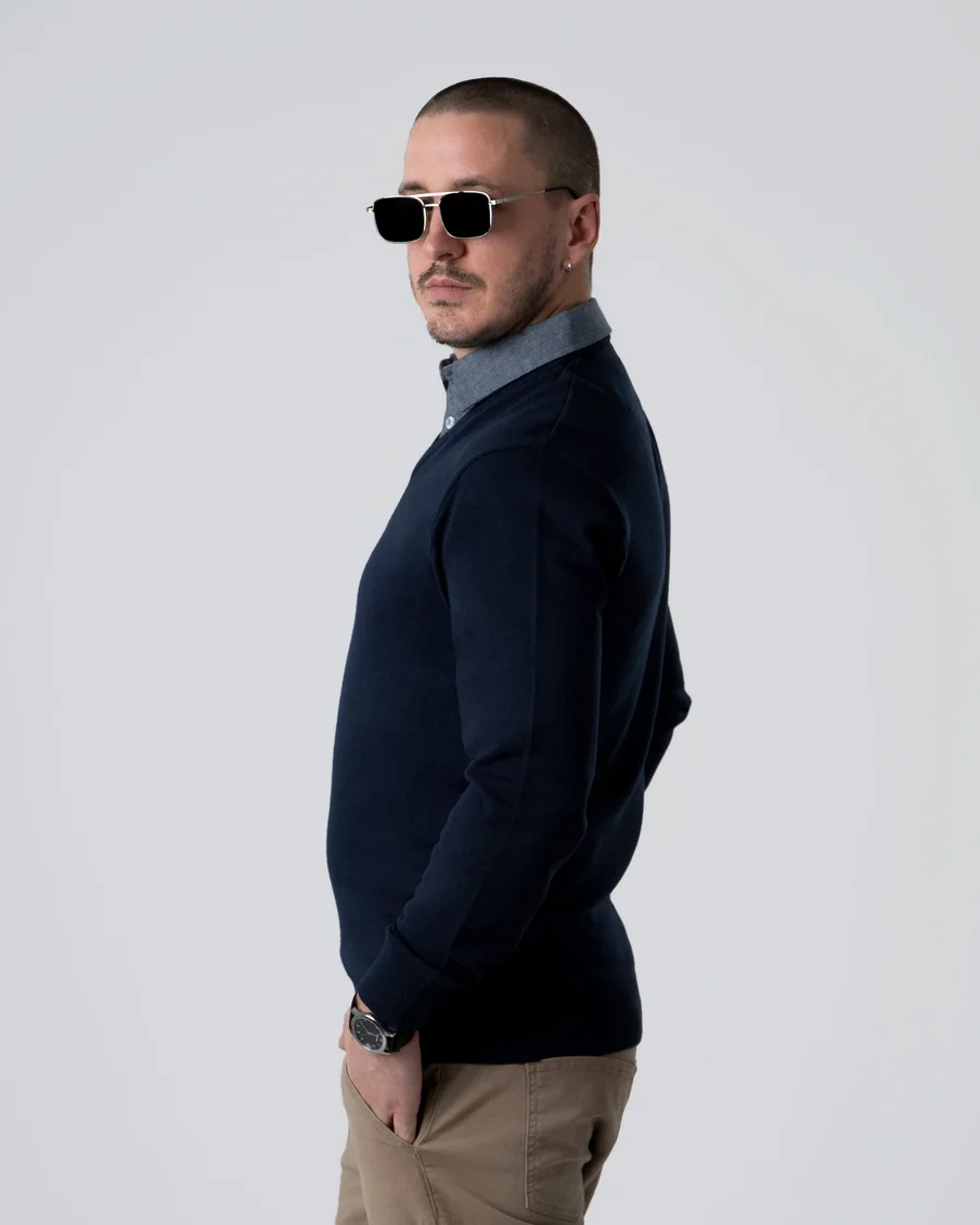 Image 3 of - mensmockshirtsweaternavy3jpg