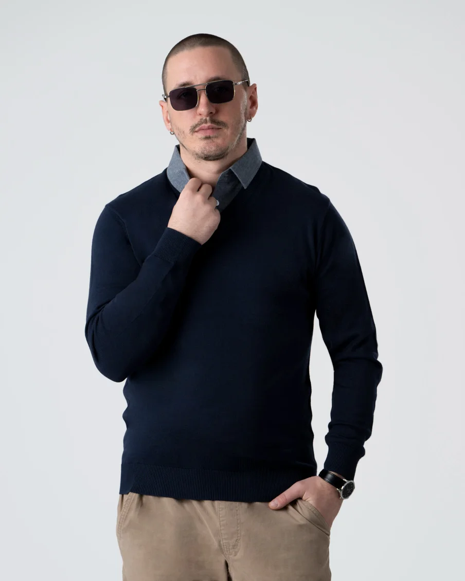 Image 4 of - mensmockshirtsweaternavy4jpg