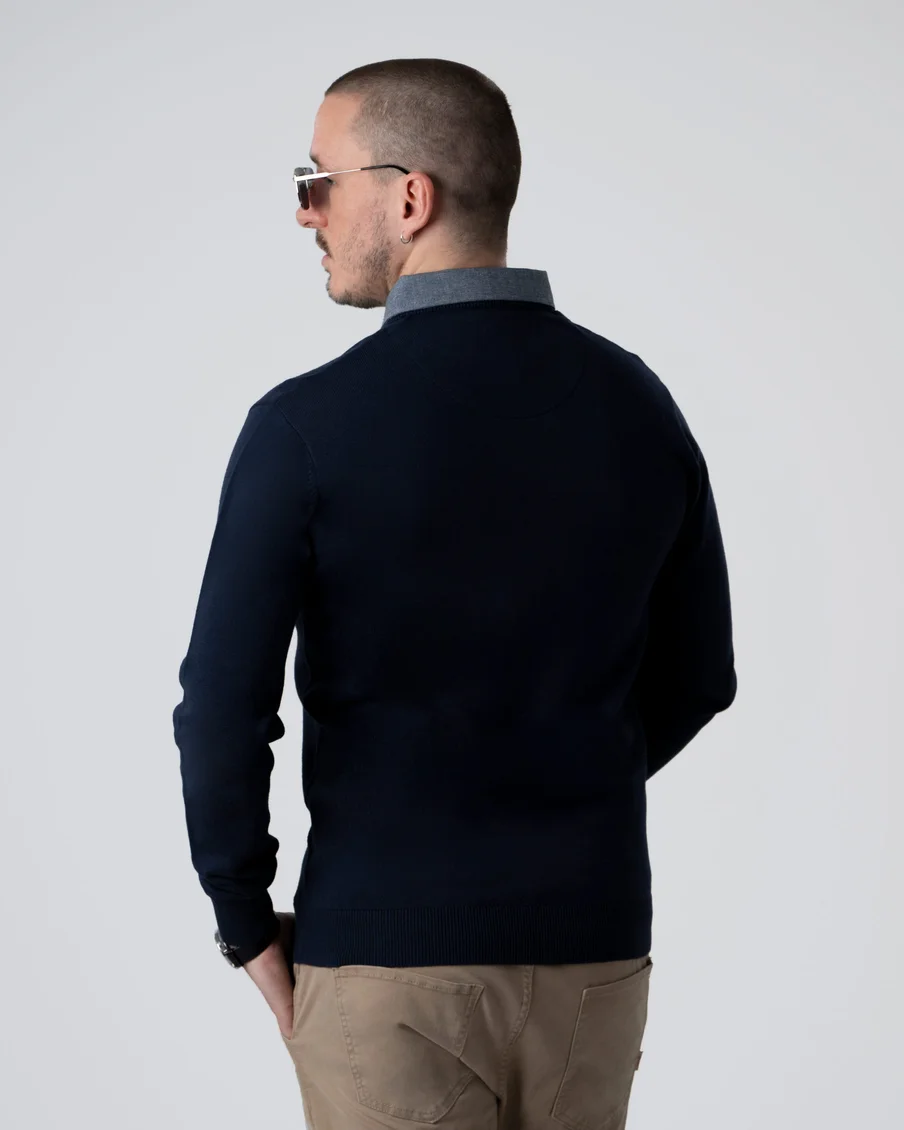 Image 5 of - mensmockshirtsweaternavy5jpg