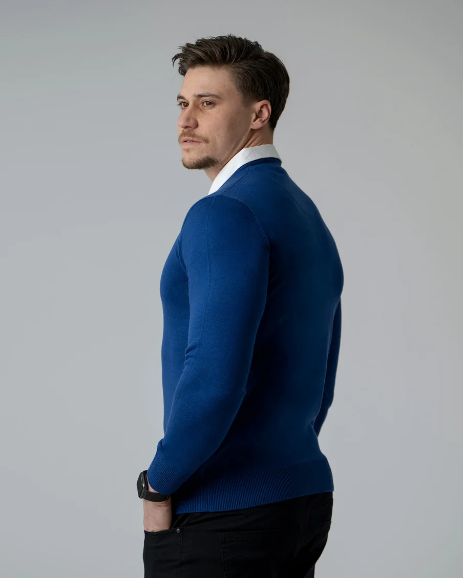 Image 3 of - mensmockshirtsweaterroyalblue3jpg