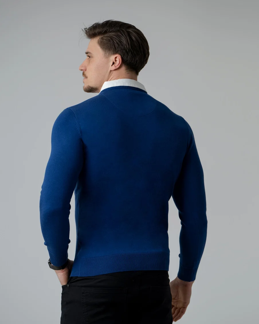 Image 5 of - mensmockshirtsweaterroyalblue5jpg