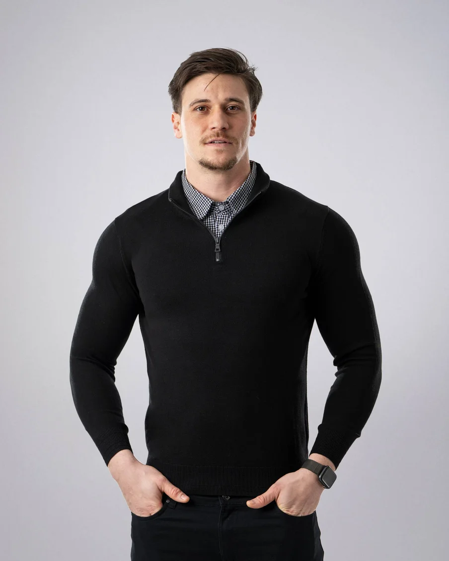 Image 1 of - mensmockshirtzipsweaterblack1jpg