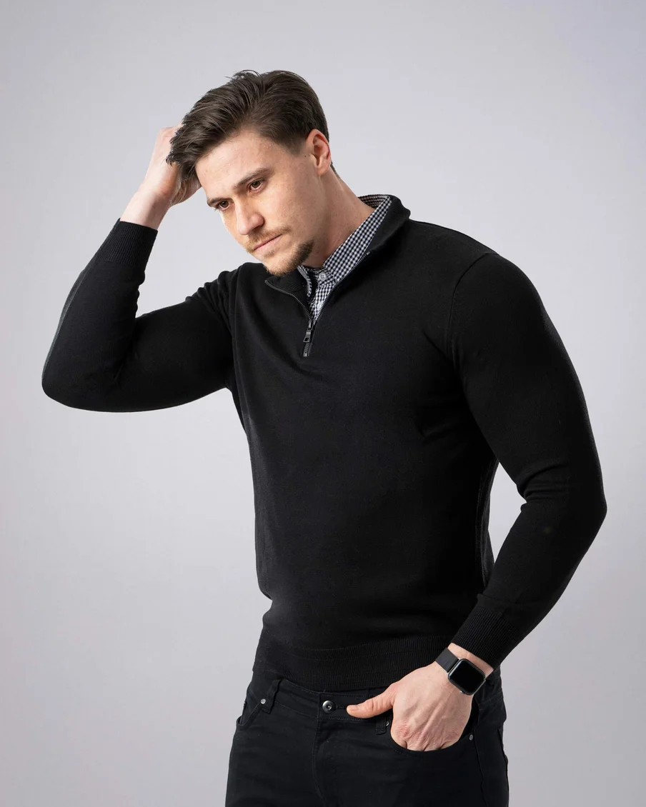 Image 4 of - mensmockshirtzipsweaterblack4jpg