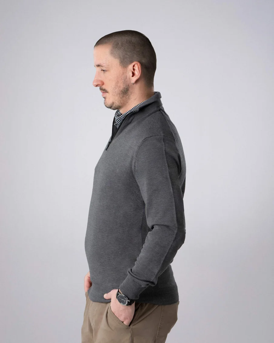 Image 2 of - mensmockshirtzipsweaterdarkgrey2jpg