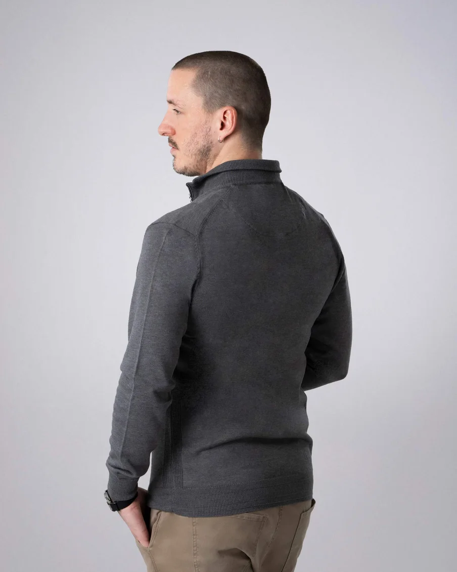 Image 5 of - mensmockshirtzipsweaterdarkgrey5jpg