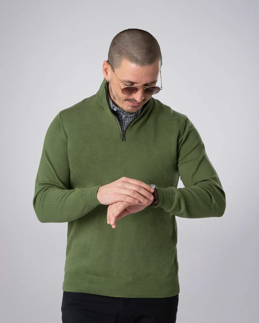 Image 3 of - mensmockshirtzipsweatergreen3jpg