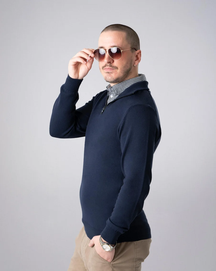 Image 4 of - mensmockshirtzipsweaternavy4jpg
