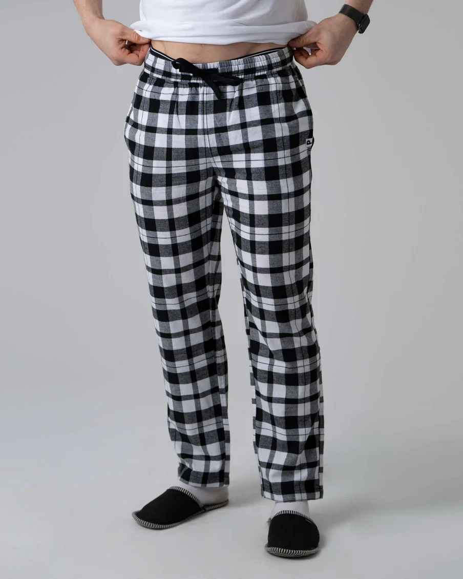 Image 4 of - mensnightwearpantwhiteblack4jpg